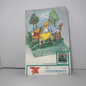 VTG Winnie the Pooh Disney Birthday Centerpiece Hallmark 1986 w/paper tablecloth